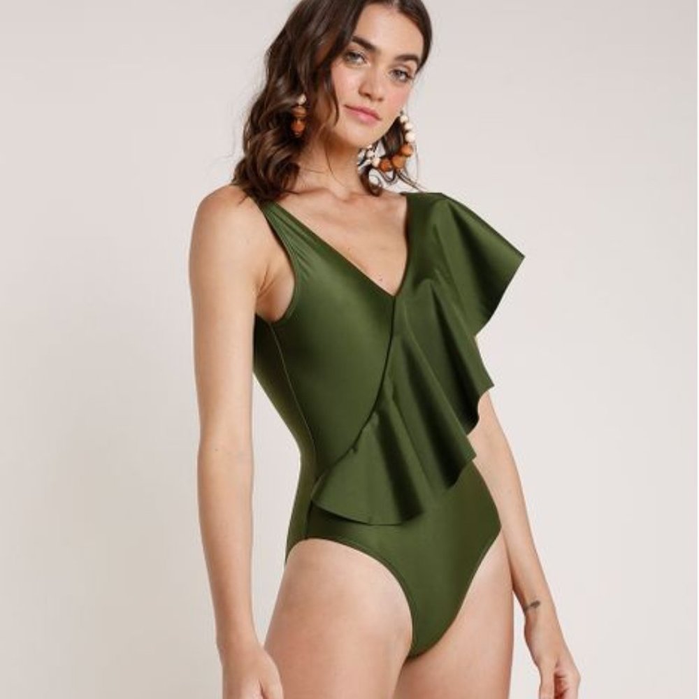 Brazilian Green Ruffled Bodysuit